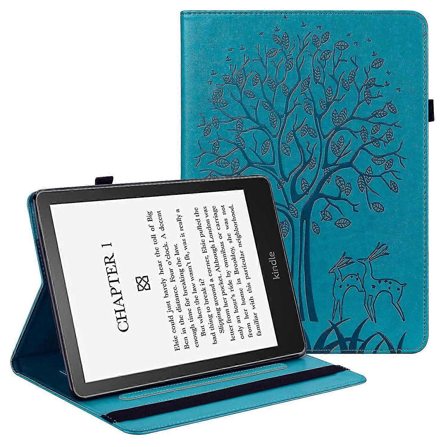 Tree Deer Imprinted Smart Auto Sleep/wake Case With Card Slots For Amazon Kindle Paperwhite 5 (2021)