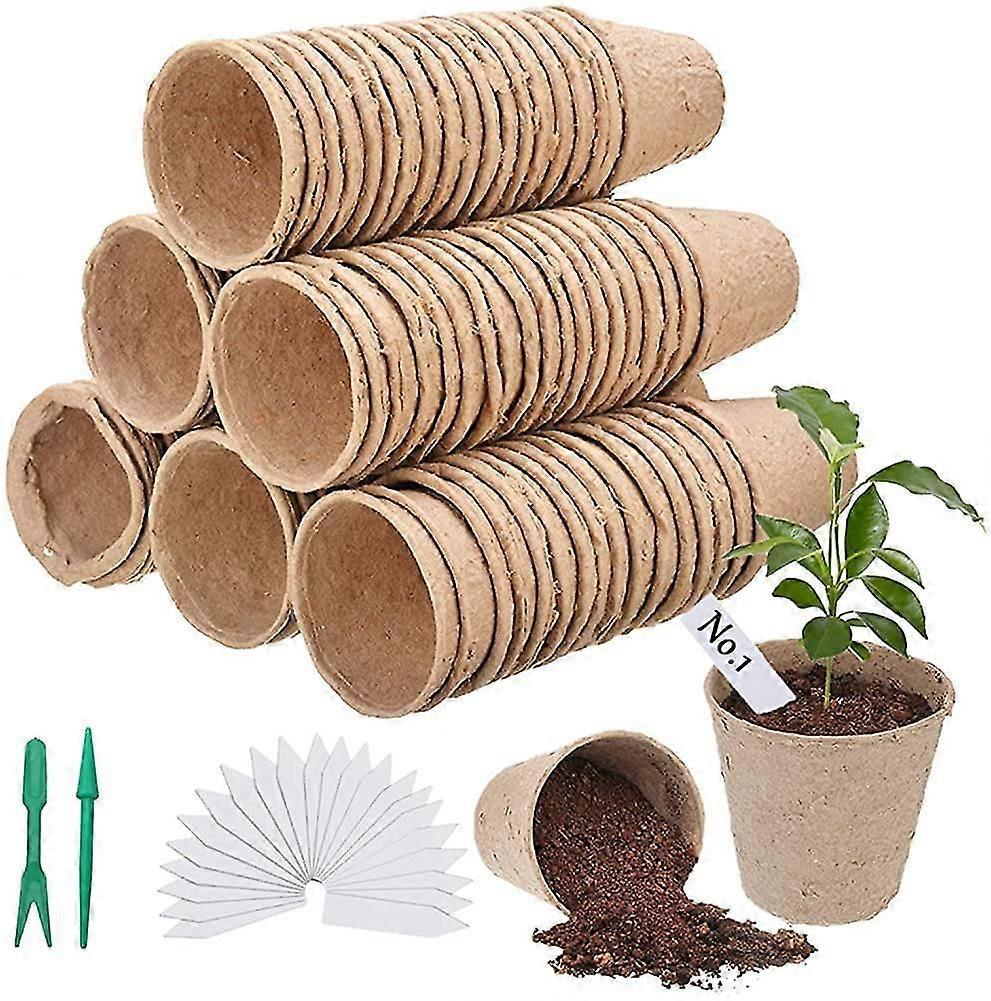 100pcs Biodegradable Small Round Fiber Growing Pots