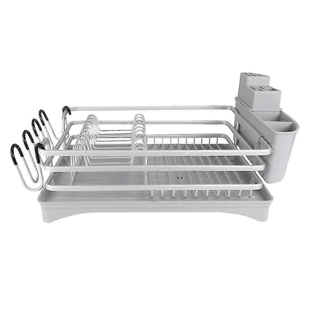 Dish Drying Rack, Compact Rustproof Dish Rack And Drainboard Set, Dish Drainer With Adjustable Swiv