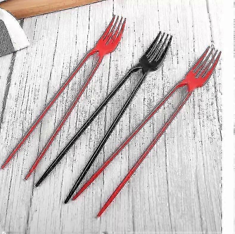 24er Pack Gabel Essstäbchen Combo Gabel Essstäbchen In Einem (Rot)