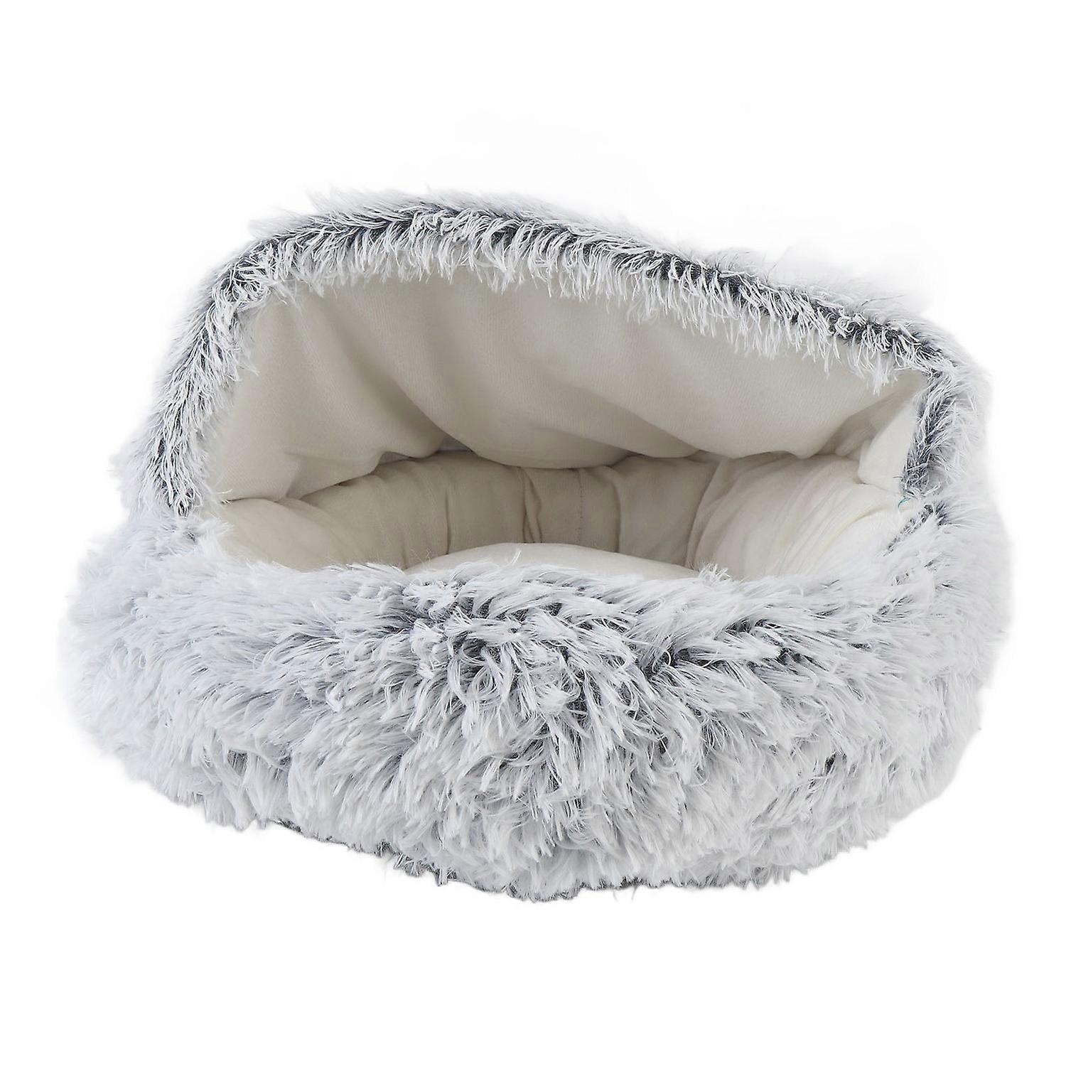 Cat Cave Bed Soft Cozy Semi Enclosed Enhanced Safety Removable Round Cat Dog Calming Bed for Home In