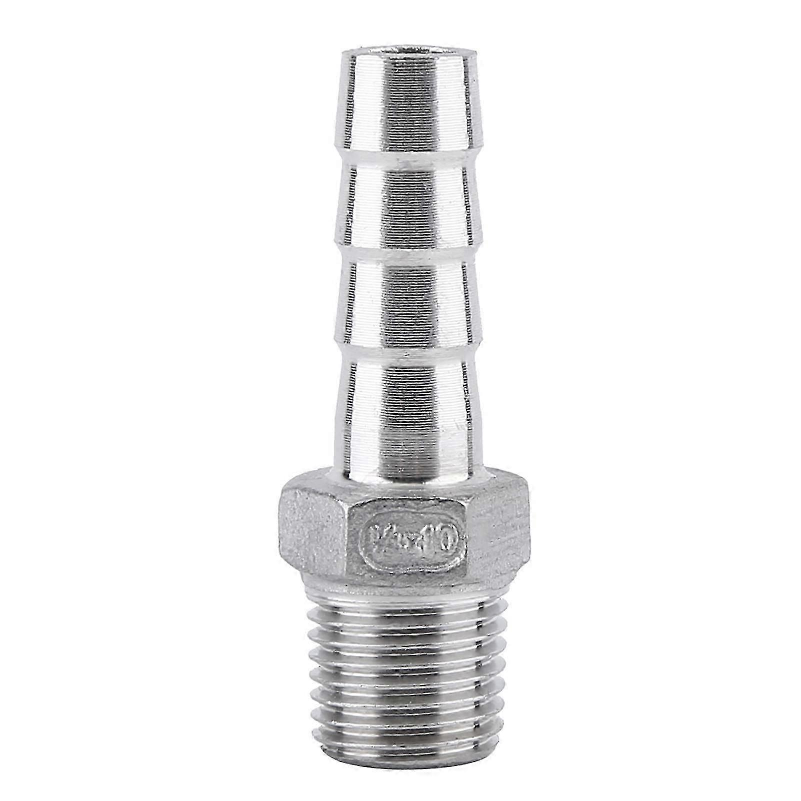 Stainless Steel Threaded Pipe Fitting Barb Hose Tail Connector (1/4"x10mm)