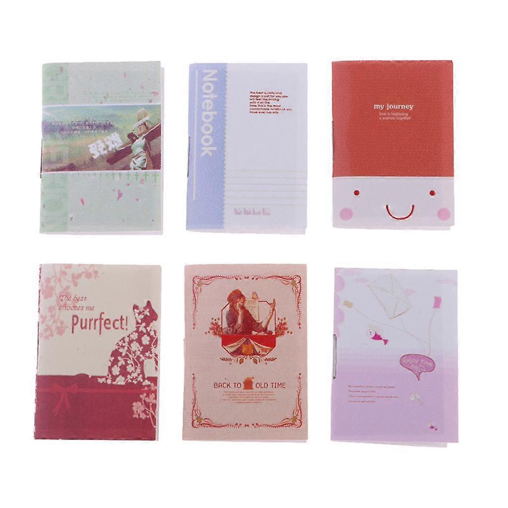 6pcs 1:12 Handmade Paper Notebooks Notepad Toys for Dollhouse Scene Decoration