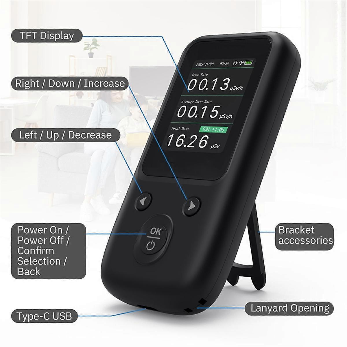 Geigerzähler für nukleare Strahlung mit TFT-Display und Smart Alert Beta-Gamma-Röntgenstrahlungsmonitor