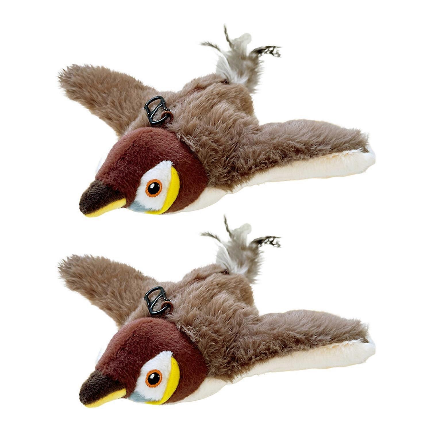 1Pc/2Pcs Interactive Chirping Bird Cat Toy Electric Simulation Plush Animals Touch Activated
