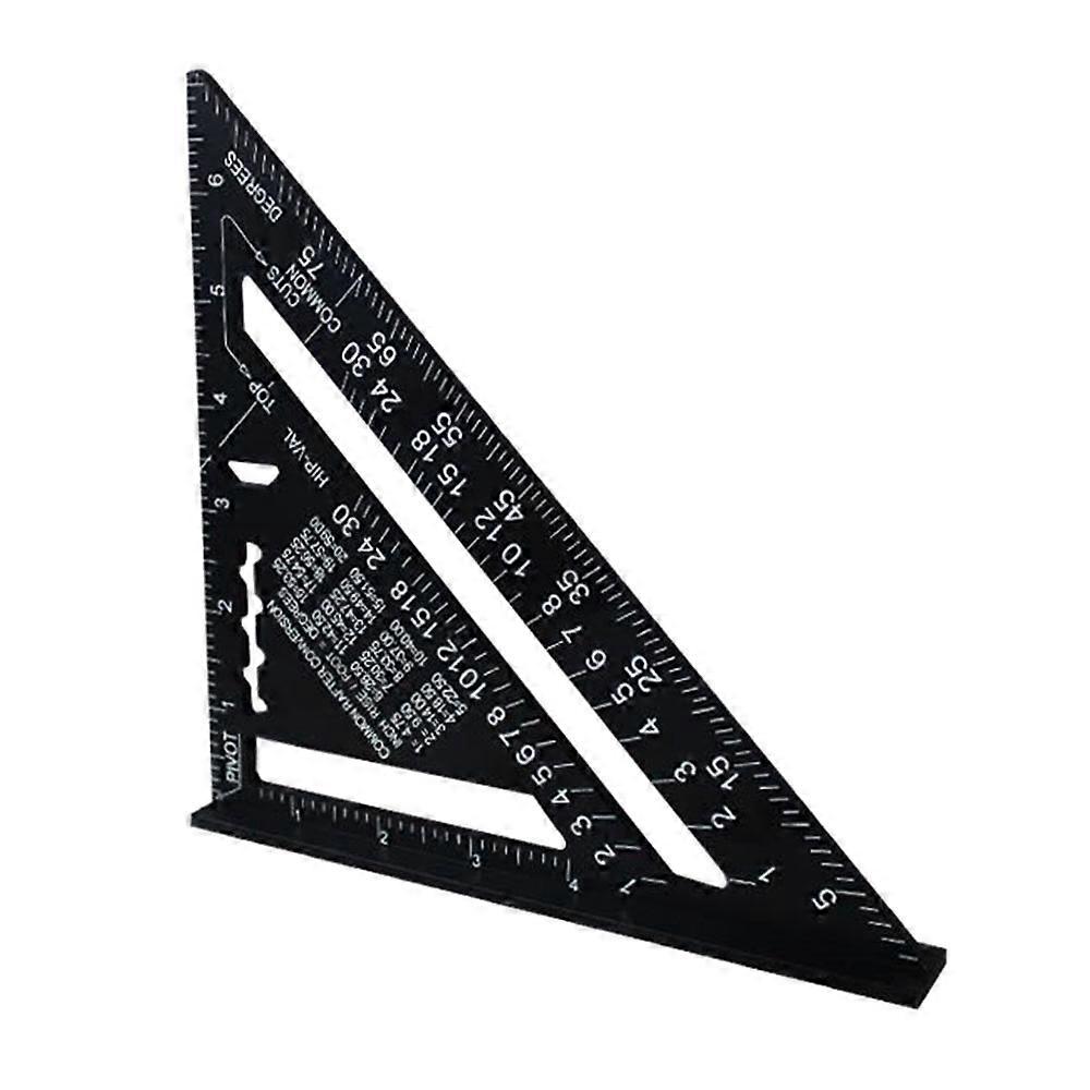 7in Black Carpenter Triangle Square Imperial Aluminium Alloy Woodworking Triangular Right Angle Ruler