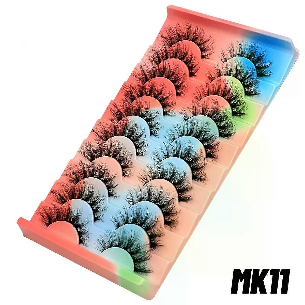 GROINNEYA Lashes 3D Mink Lashes Fluffy Reusable Lashes Mink False Eyelashes Soft Wispy Natural Cross Eyelash Extension Makeup