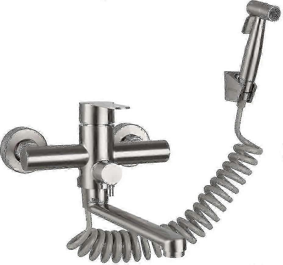 Single handle wall mounted faucet for kitchen with spray gun