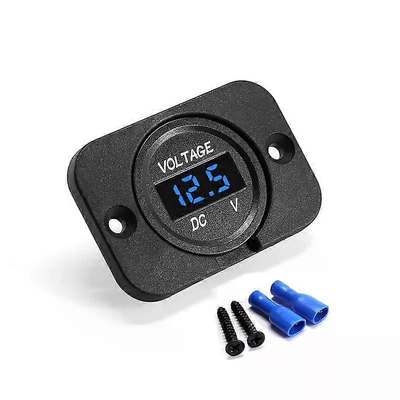 Digital Voltage Meter DC 12-24V Waterproof Round Meter Car Voltmeter with LED Digital Display Panel for Car Motorcycle Boat RV