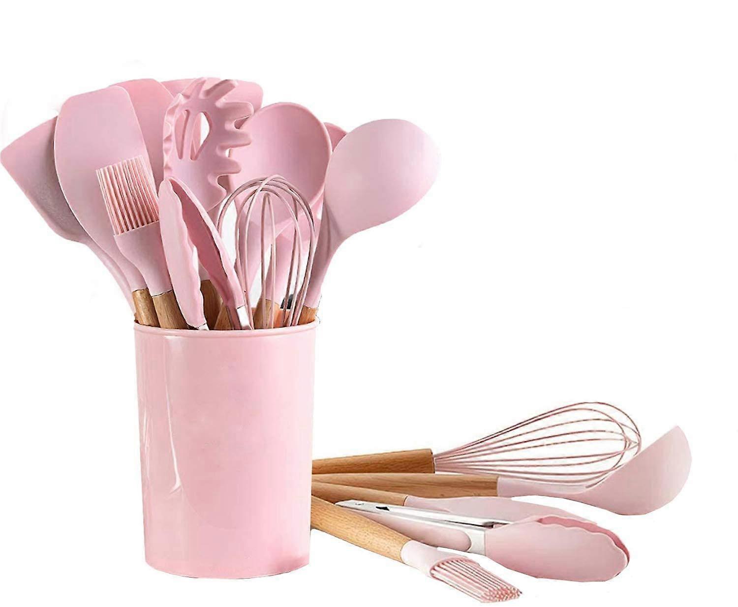 12 pcs Pink Cooking Utensils Kitchen Gadgets Tools Set for Nonstick Cookware