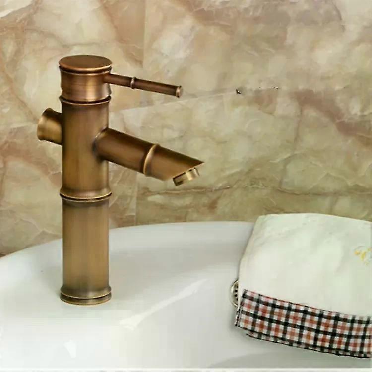 Lavabo de baño retro antiguo-grifo de cobre de cascada de bambú