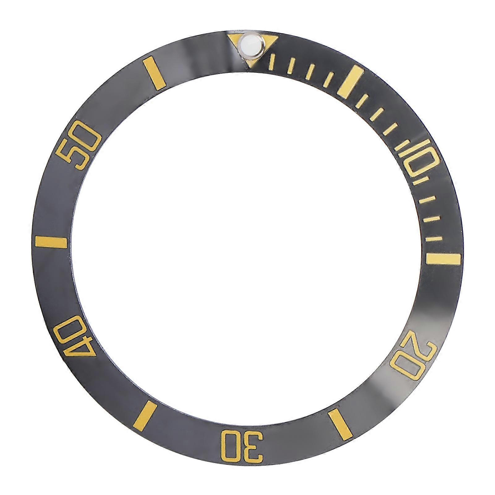 Ceramic Watch Bezel Insert Wristwatch Bezel Insert Loop Ring Replacement Parts (Black+Gold)