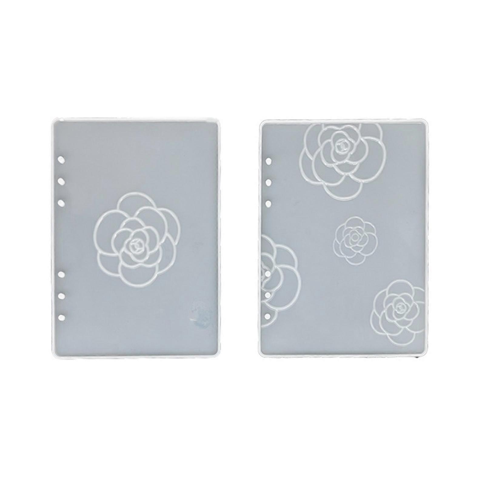 Mirror Light Plate Camellia PatternDecoration AB Surface A5 Notebook Drop Glue Silicone Mold Inner Page Crafts