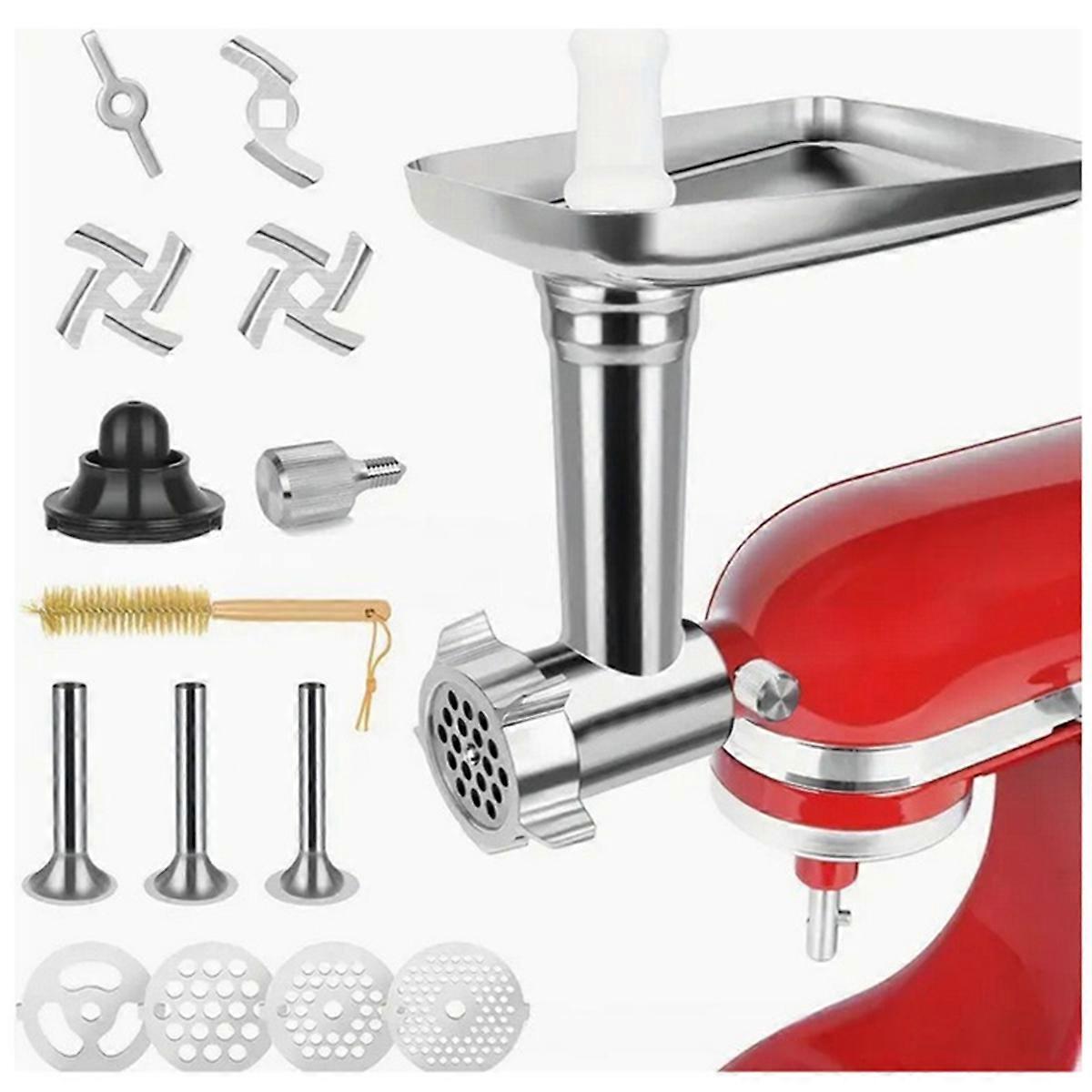 Meat Grinder Attachment for Stand Mixer Stainless Steel Meat Grinder Accessory Knife Net Blade Combination