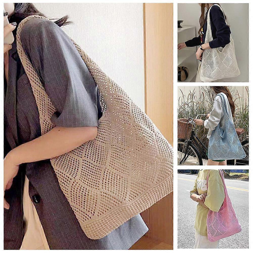 Sacs de courses tissés, sac à main simple en tricot esthétique de grande capacité