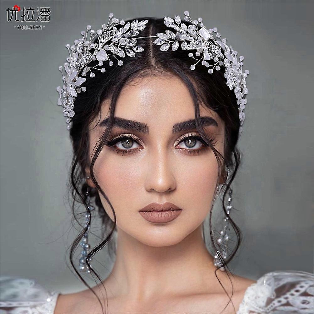 Bridal headlines for bride wedding hair accessories for women and silver rhinestone wedding rings