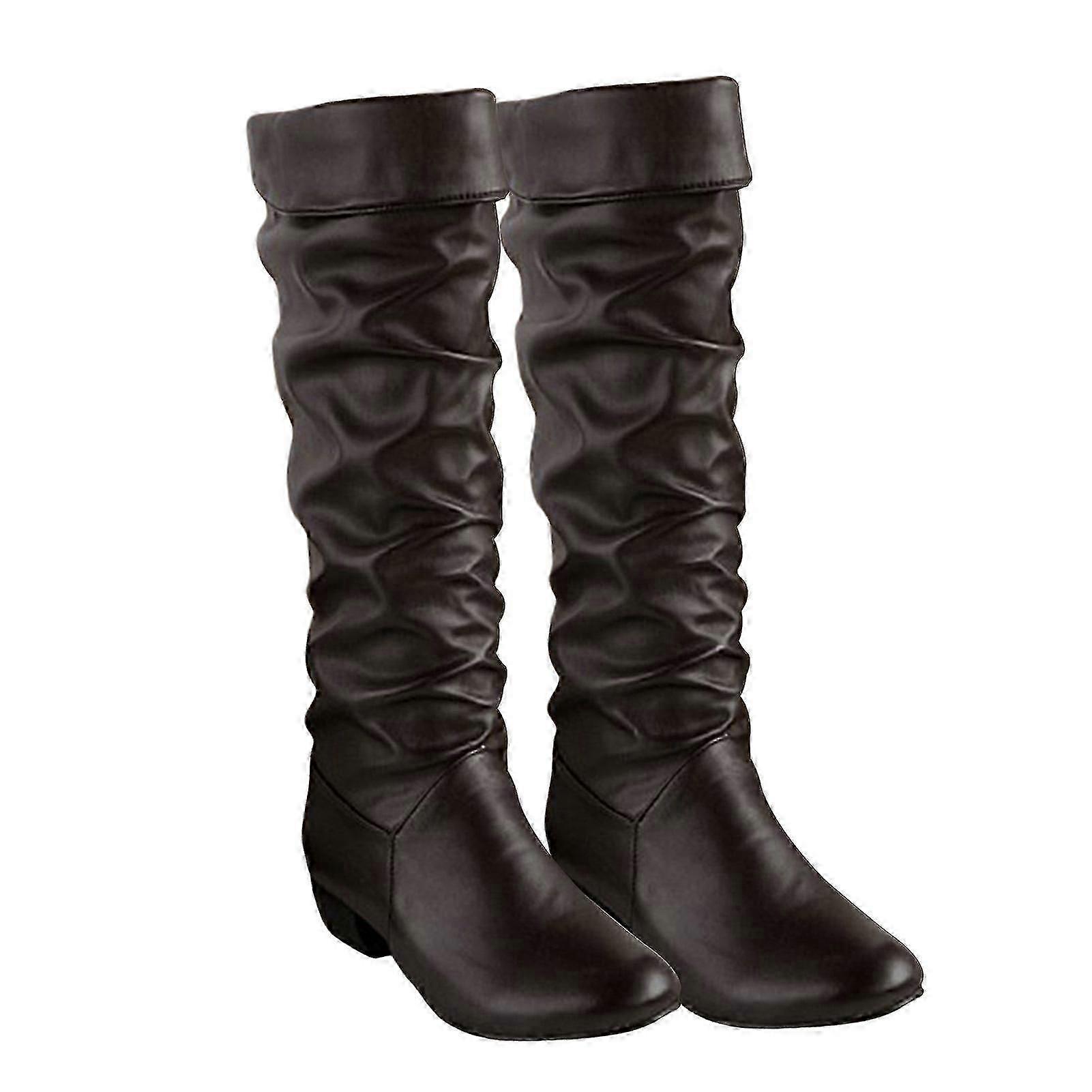 Dámské zimní dlouhé boty Koleno vysoké boty platforma robustní blok podpatku boty pro večírek pracovní datum svatba