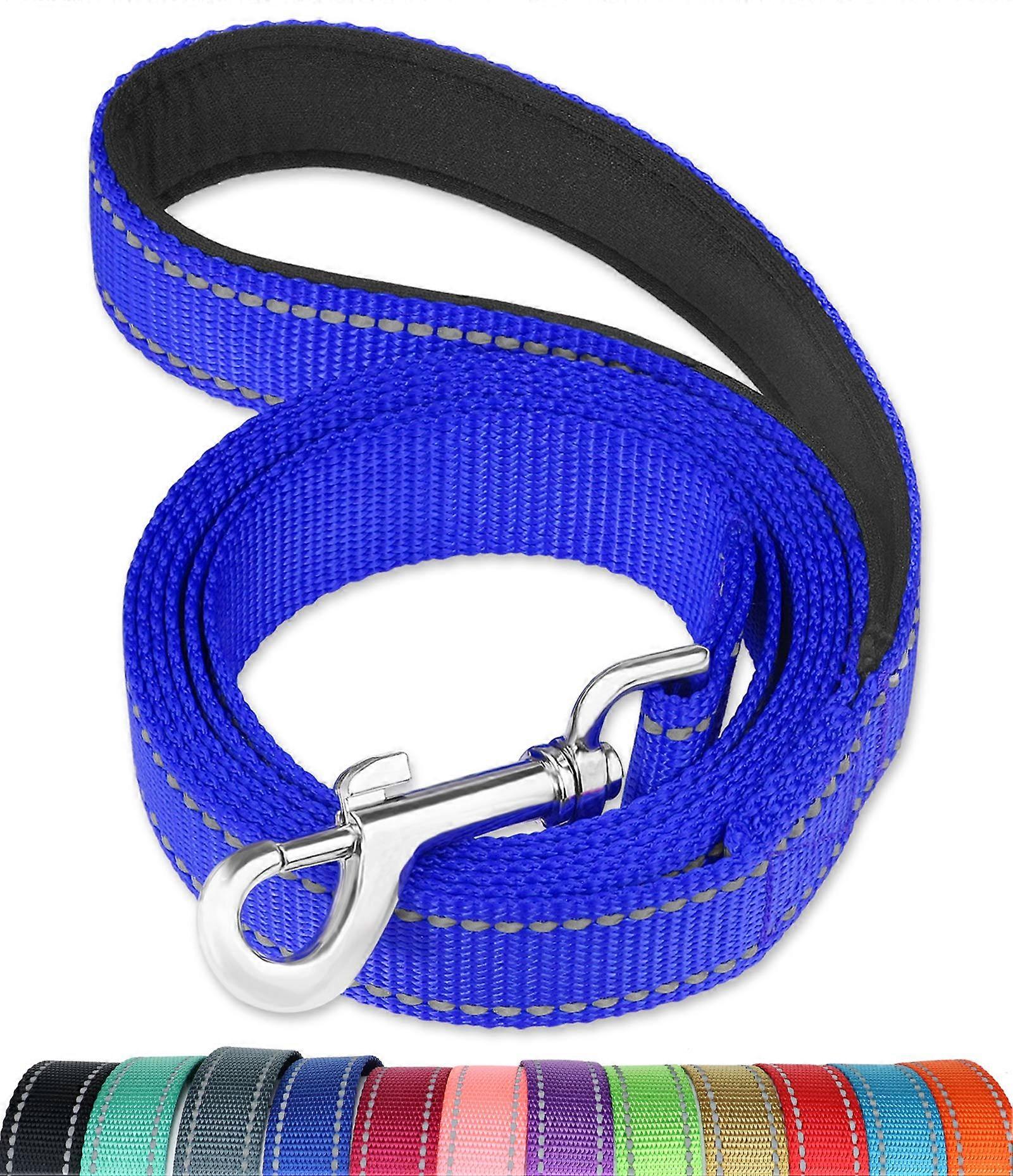 6FT Reflective Dog Collar with Soft Padded Stem, 1 Inch Wide, Royal Blue, Ideal for Large and Medium Dogs, Perfect for Walking and Exercise