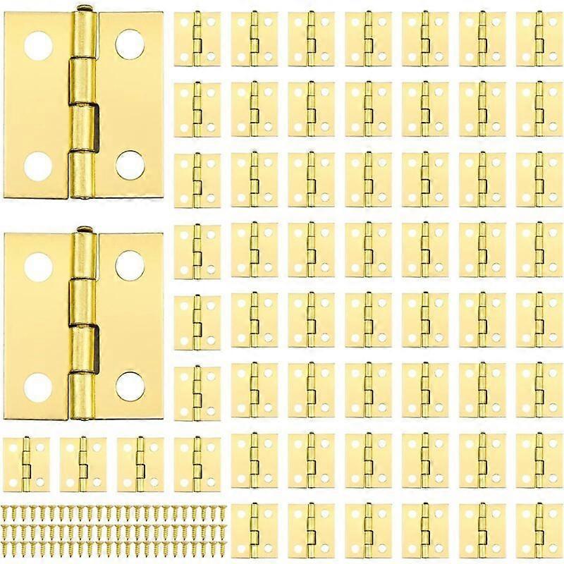 60pcs Miniature Hinge Mini Brass Hinges Mini Hinges for Miniature Small Hinges for Box with 240pcs Screws for DIY Box Model Toy Artwork Craft 18*15MM