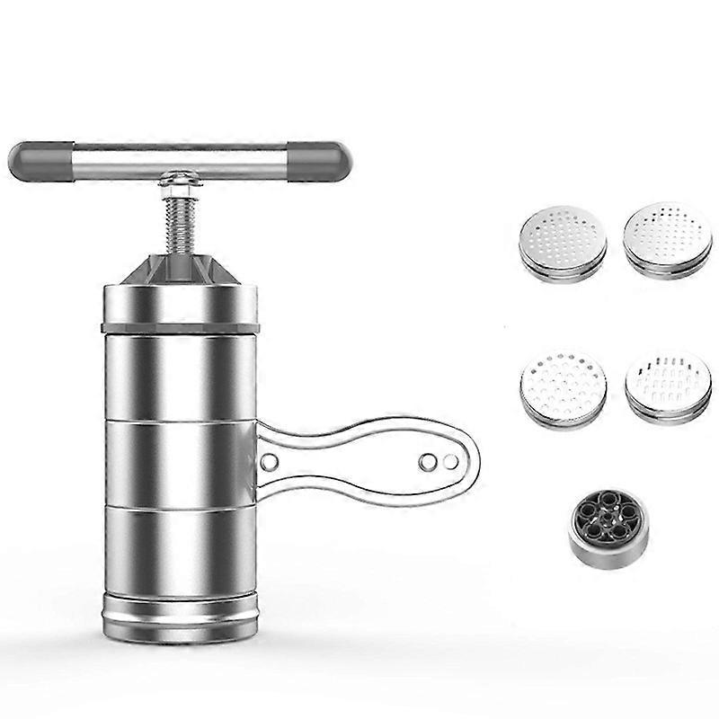 Machine à nouilles en acier inoxydable,Machine de presse à nouilles Machine à pâtes avec 5 moules à nouillesAide à la cuisine Assemblages Pâtes Outils--