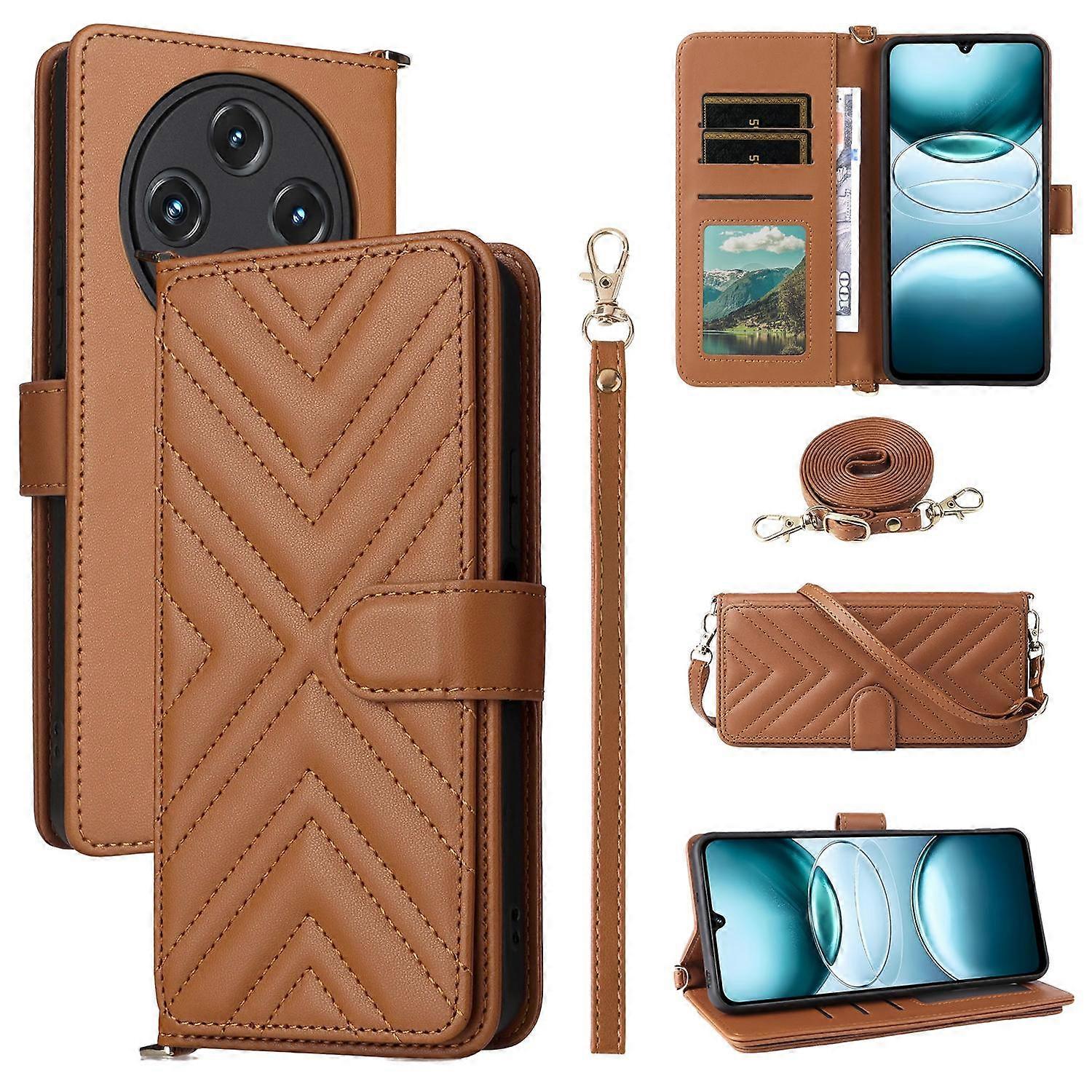 Stand Wallet Case with Shoulder Wrist Strap For Umidigi G100A G100 5G G100 Leather Phone Cover - Bro
