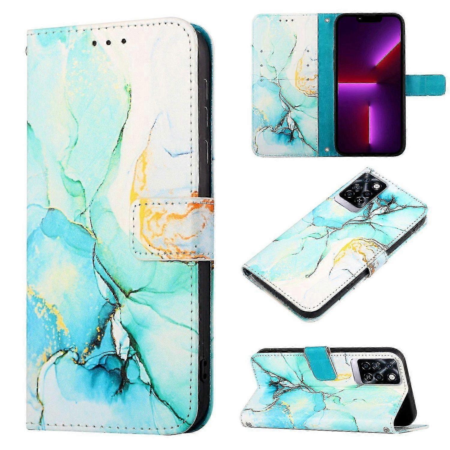 Compatible with Infinix Note 10 Pro Cover Wallet Marble Magnetic Leather Case
