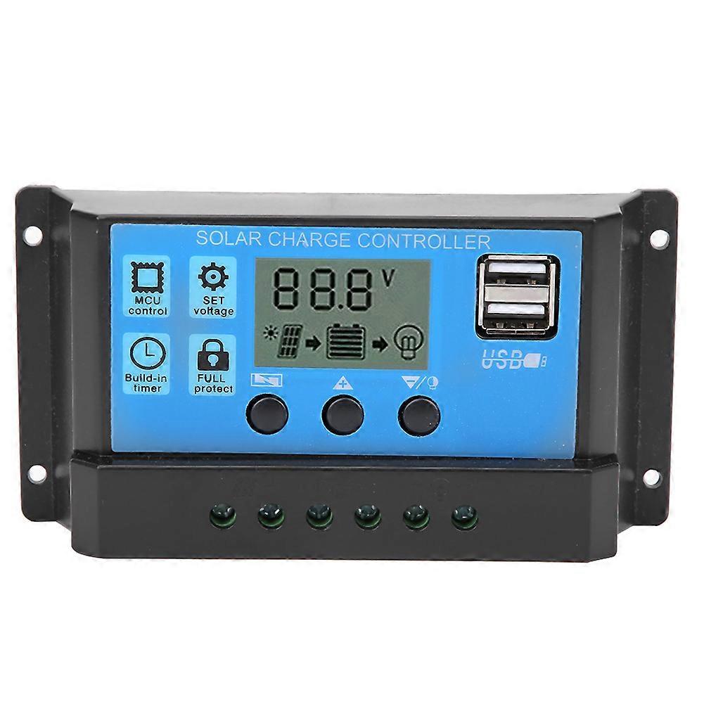 Blue Solar Automatic PWM LCD Dual USB 5V Output Controller Regulator PV System Connection 10A