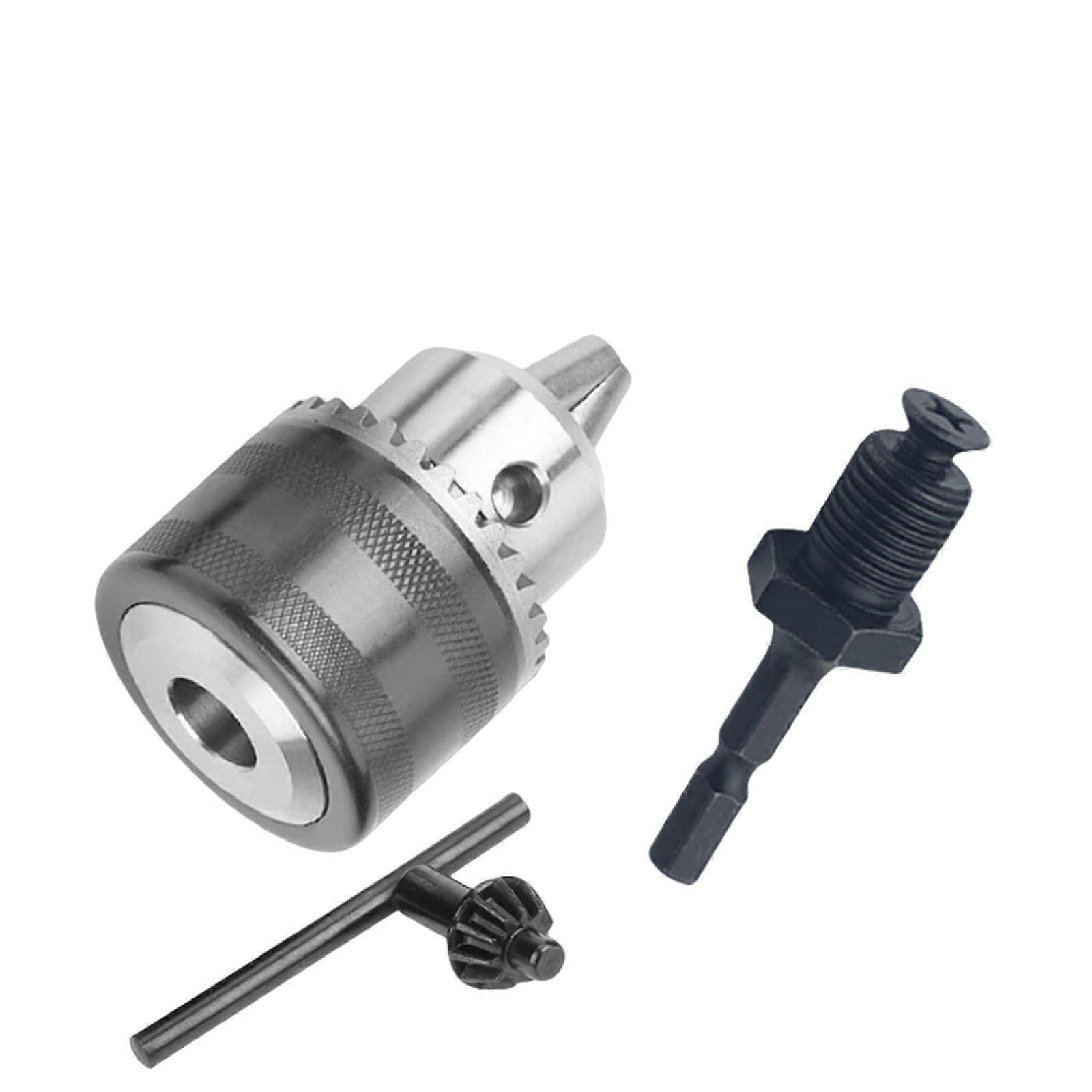 1.5-13mm Key Drill Chuck Converter 1/2"-20 Thread Quick Change Adapter for 1/4" Hex Impact Driver Wrench Bit