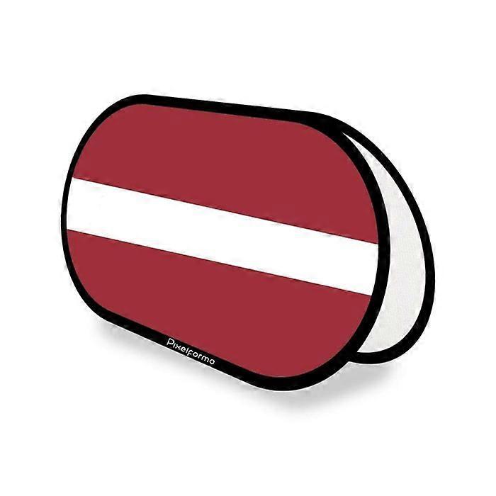 Oval Flag - Multicolored - Latvia - 70 x 120 cm - Polyester - Foldable Retractable