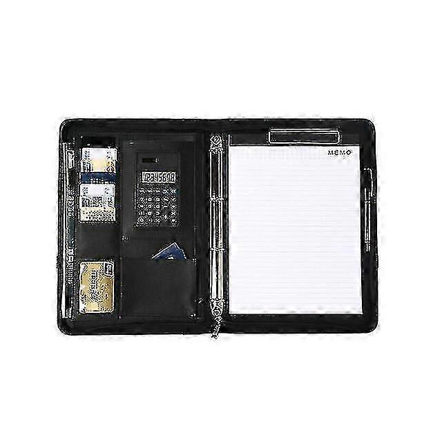 Portable A4 Binder Folder Leather Manager Padfolio Office Document Organizer Briefcase Bag With Calculator Business File Holder