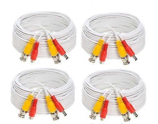 4 Pack 50 Feet BNC Video Power Cable,BNC Extension Wire Pre-Made All-in-One Video Security Camera Wire with Connectors Compatible for CCTV Camera DVR 