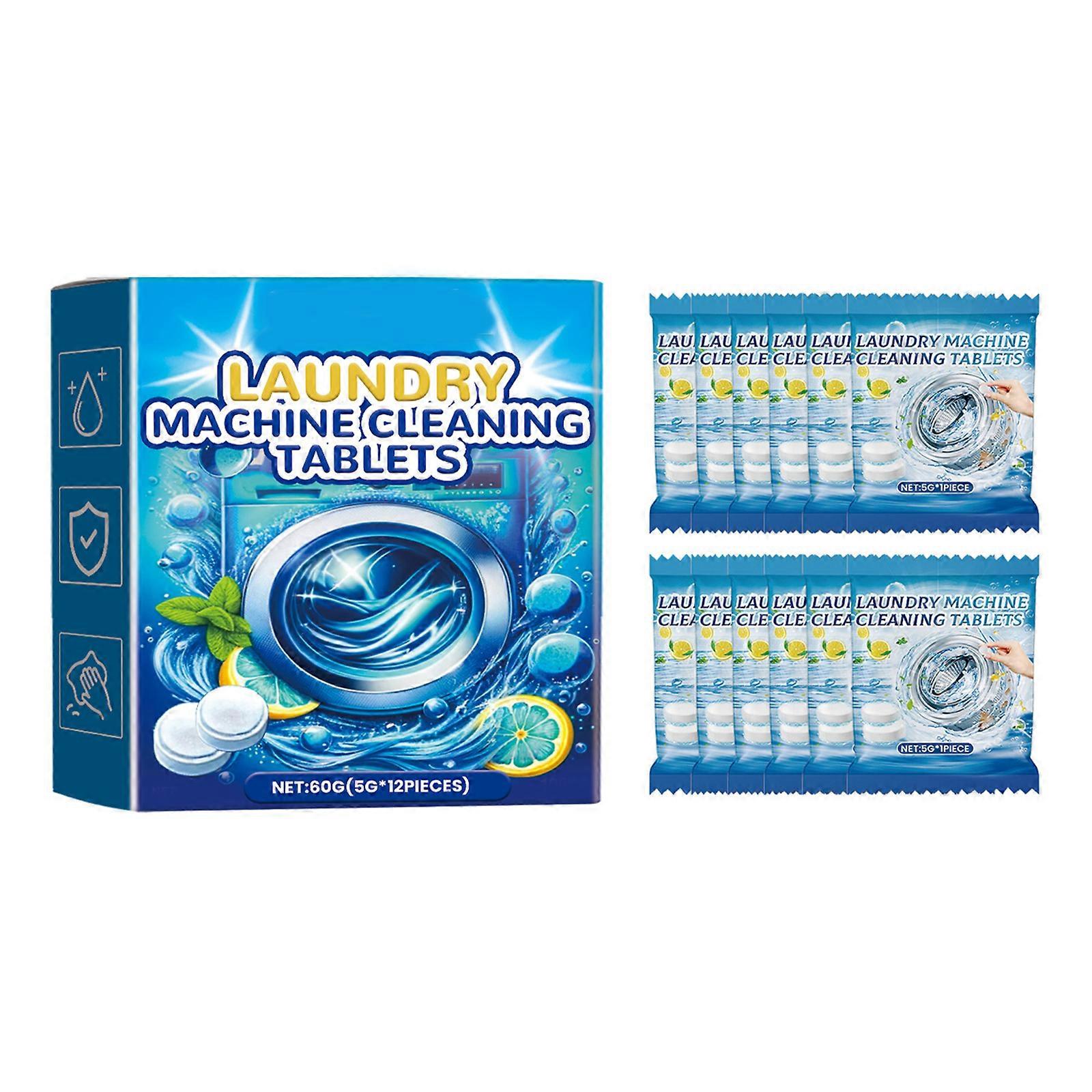Efficient Laundry Machine Cleaning Effervescent Tablets, 12/24Pack, Deodorizes and Removes Stain Cleaning Tool