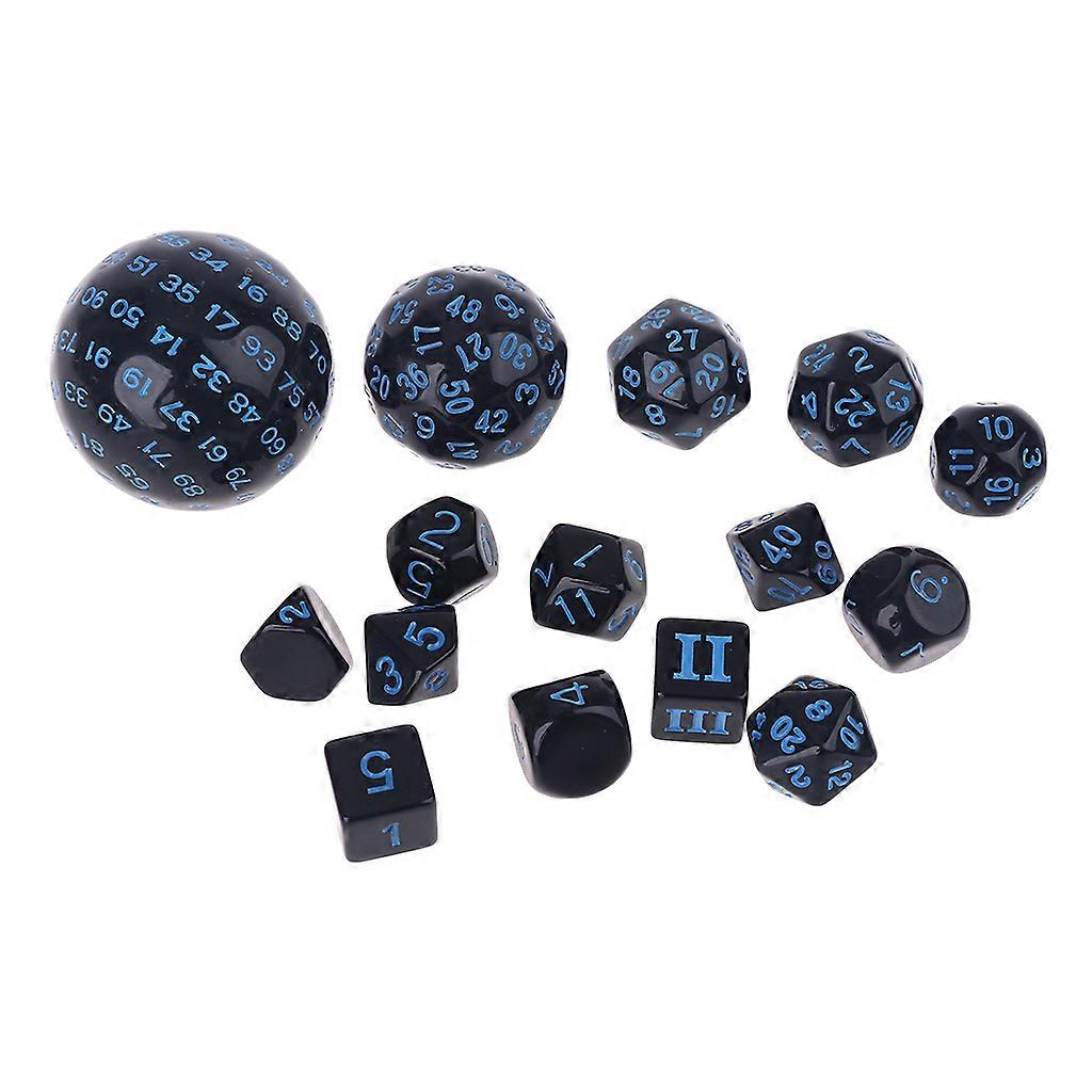 15Pcs/pack Different Number of Faces Acrylic Dices Game Props Educational Toys Children Kids Multi-faceted Digital Dices Blue