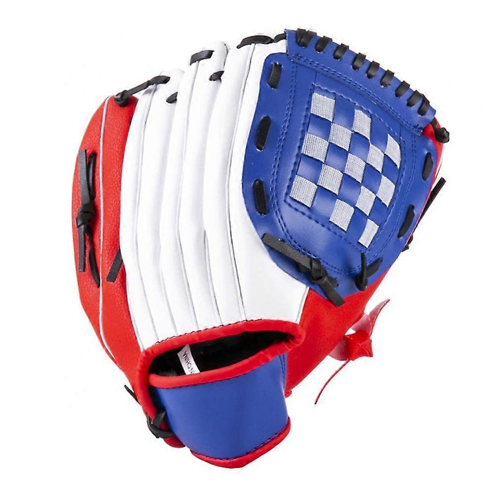 Basebollhandskar Konstläder Vänster Hand Träning Softball Handske (Röd Blå, M)
