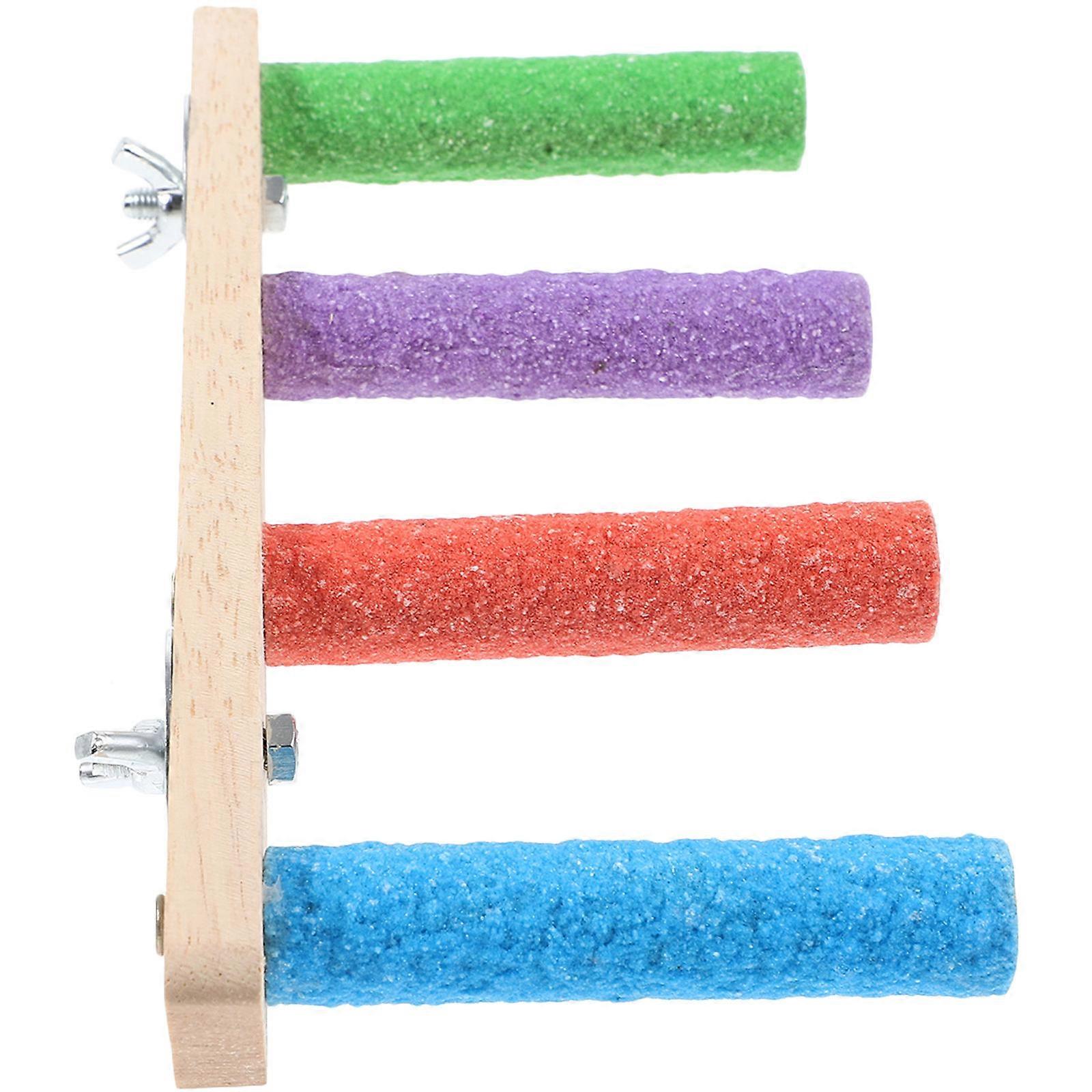 سلم تسلق قفص الطيور الخشبي المتين للببغاوات والببغاء وطيور الحب - ملحق طحن المخلب للعب وممارسة الرياضة