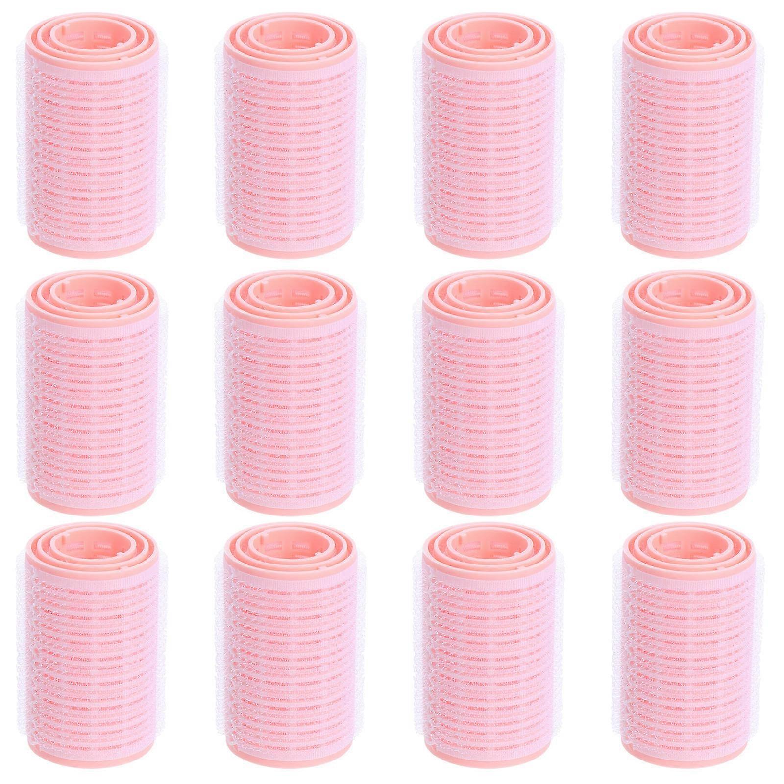 12pcs Pink Self Grip Hair Rollers for Natural Wavy Curls – Lightweight & Durable Styling Tool for Easy Hair Curling