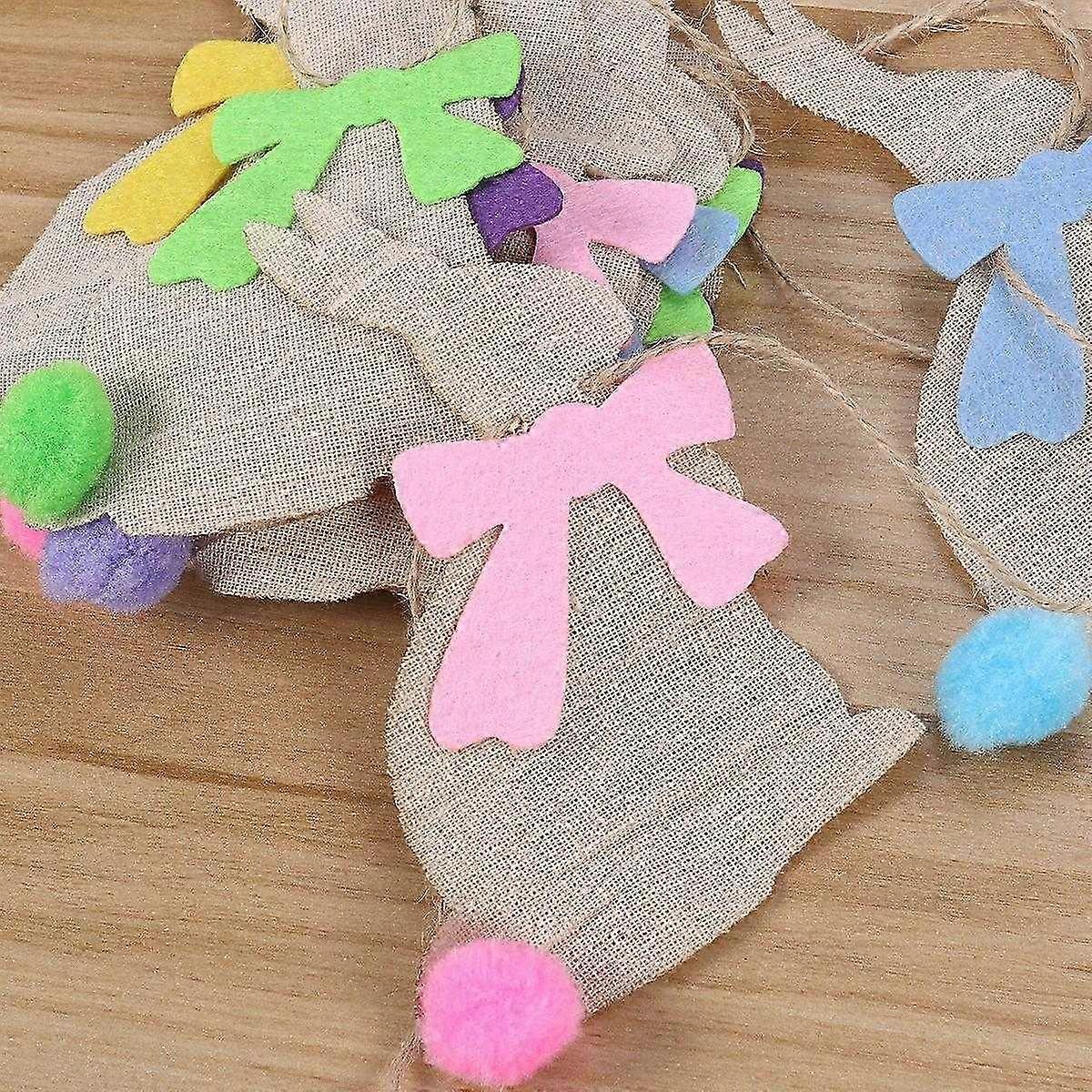 2.9 Meters Easter Banners Rabbit Shape Banners Colorful Bowknot Bunting Banners Garland For Easter D