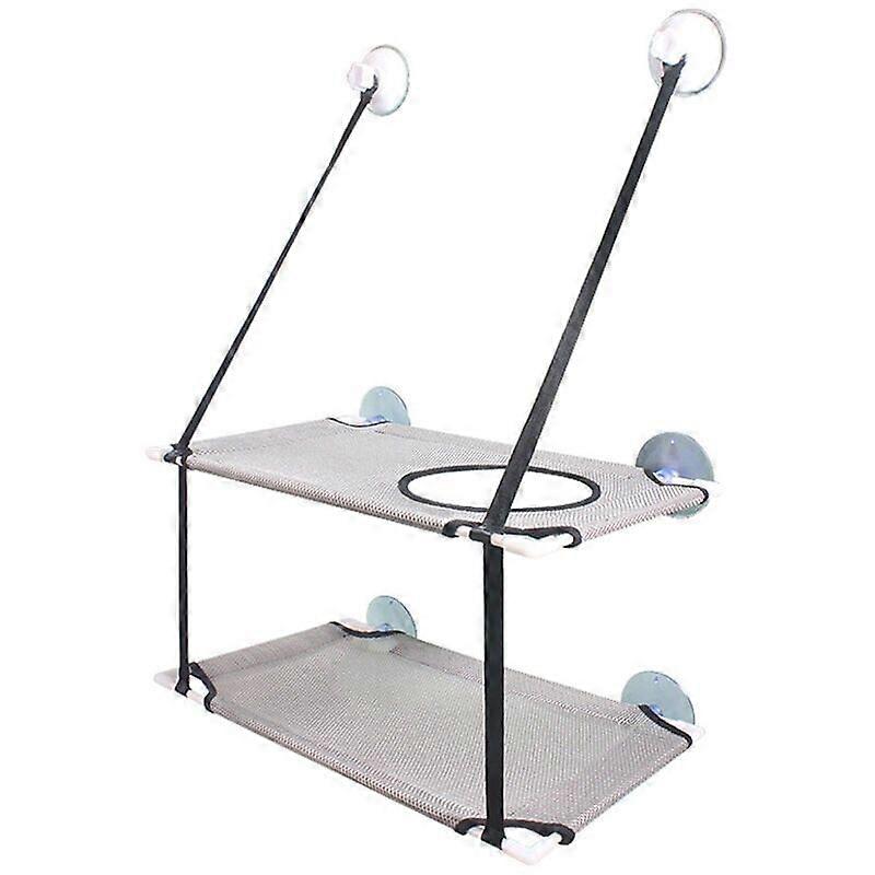 Cat Window Sill Lounger, Cat Hammock, Double Layer Space Saver, Cat Safe Perch Durable Window Style with 6 Suction Cups