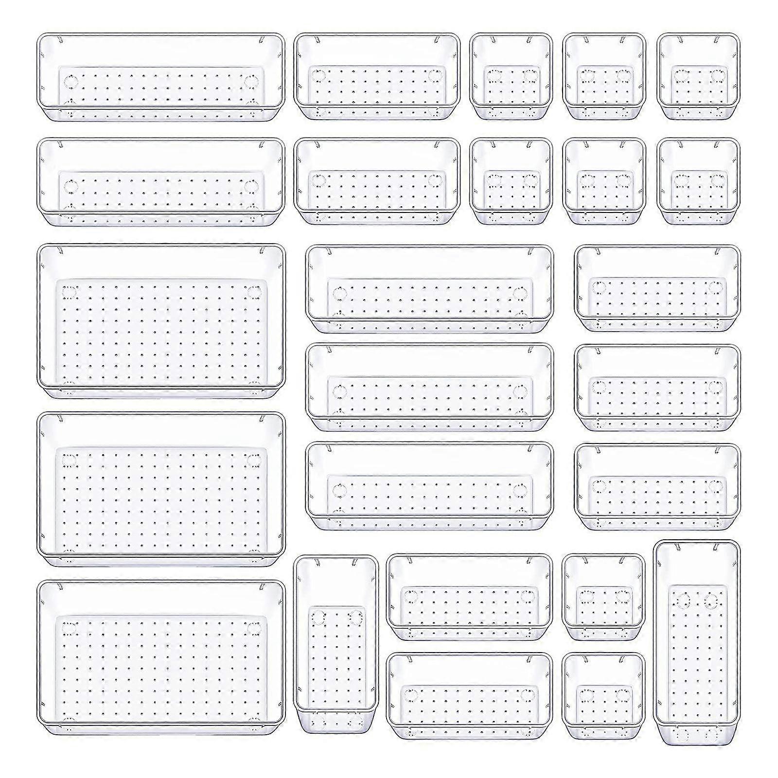 25x Drawer Organizers Set Clear Drawer Storage Box Set for Desk Office Home