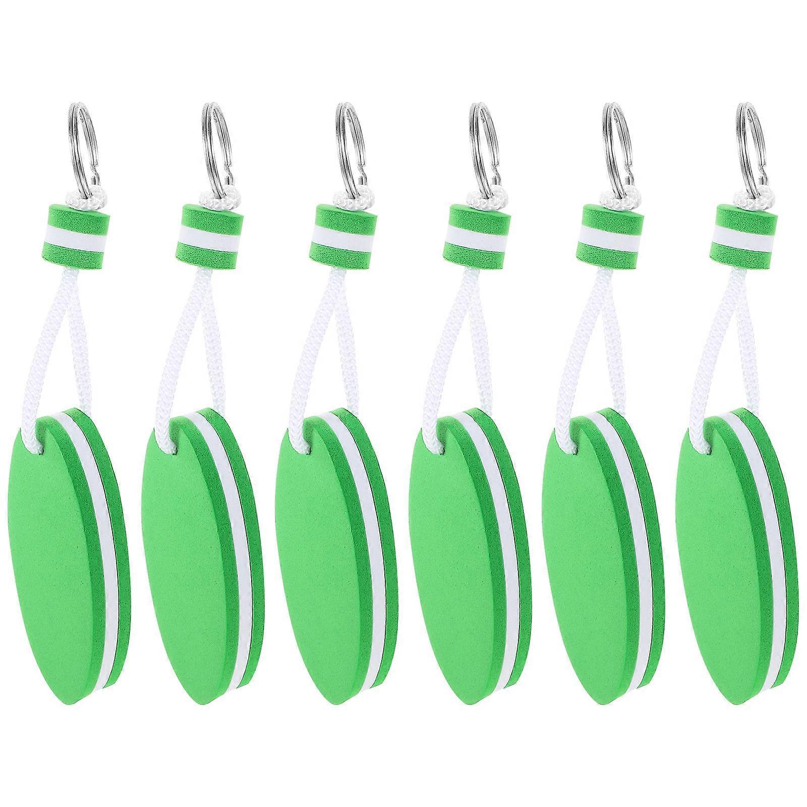 6pcs Floating Keychains for Boat Keys – Durable EVA Key Rings for Outdoor Sports, Easy to Recognize Green Design