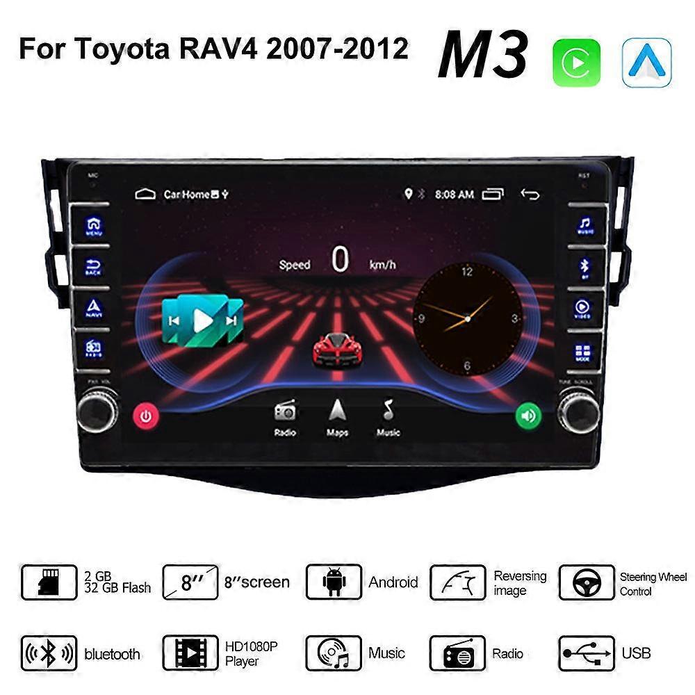 Car Android Radio For Toyota RAV4 2007-2012 With Button Knob 2din Multimedia Stereo Video Player WIFI GPS Carplay 2+32GB
