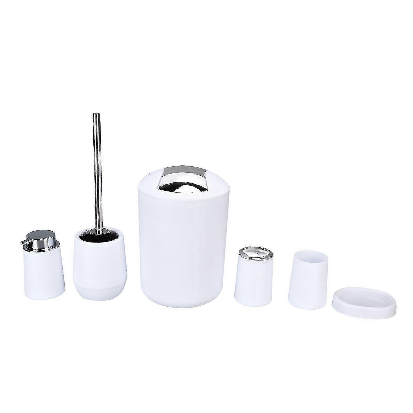 6Pcs Bathroom Set - Electroplated Toothbrush Holder & Trash Can Kit