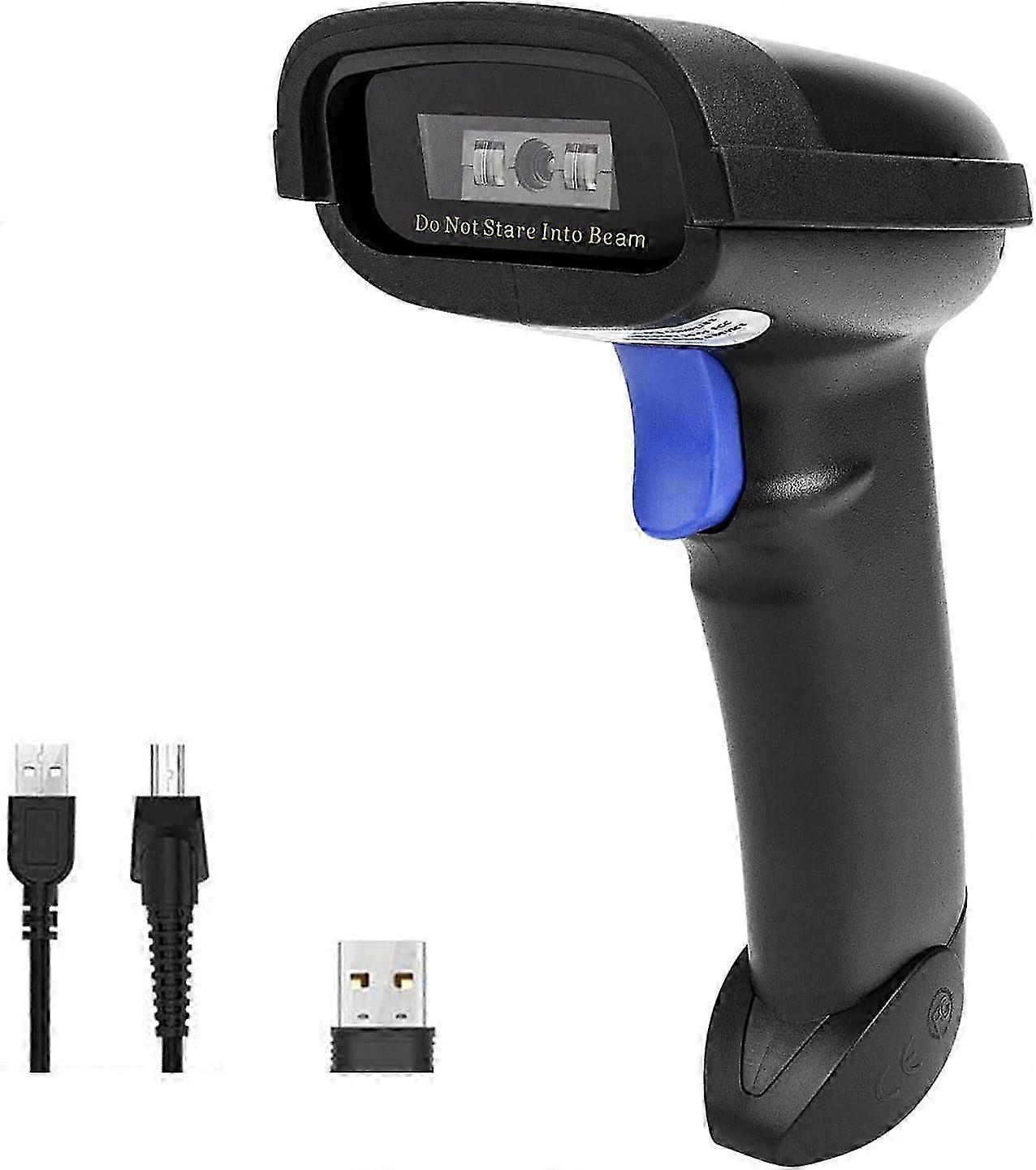 Wireless Barcode Scanner, Compatible with 2.4G Wireless and Bluetooth Function and Wired Connection