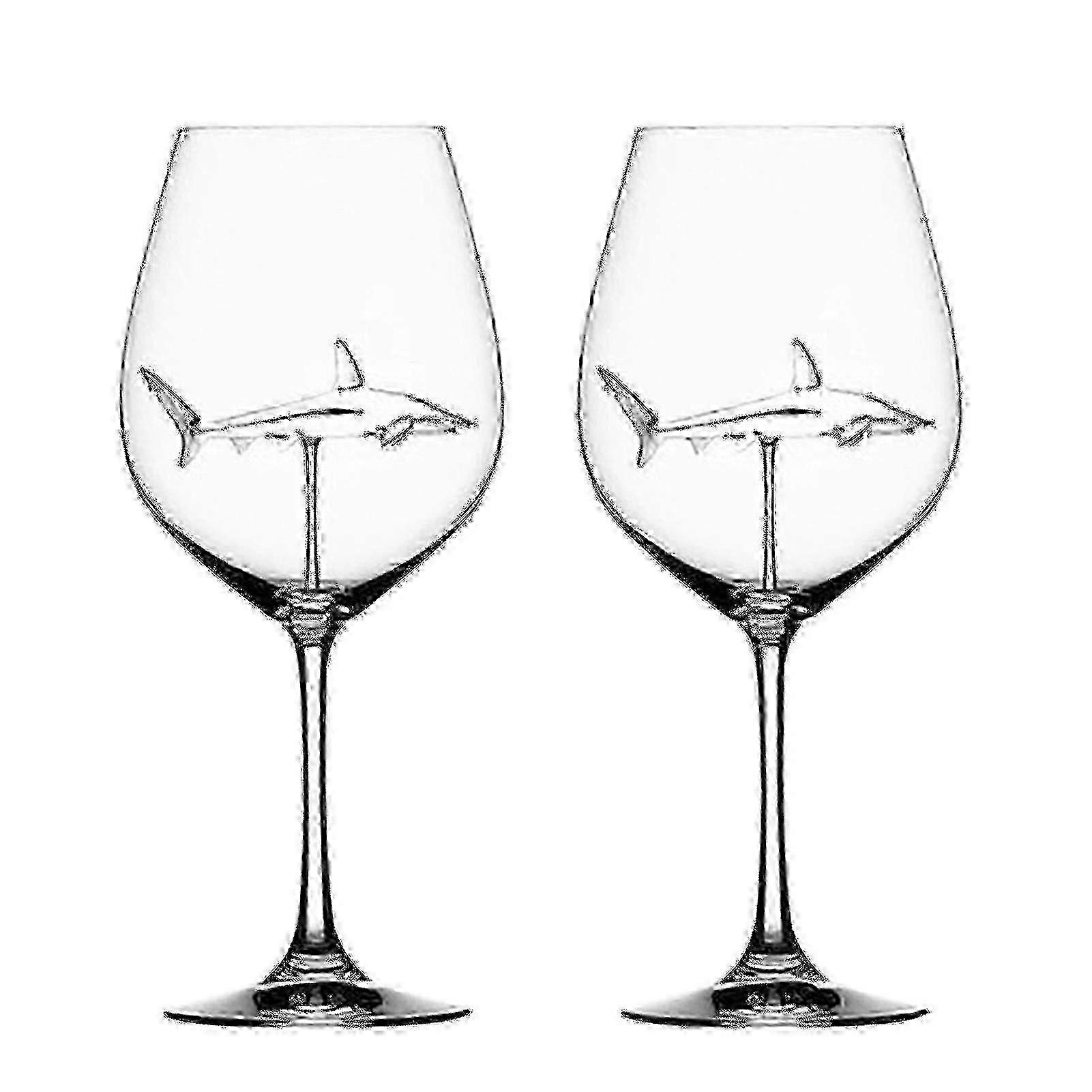 シャーク赤ワインゴブレットセット-2個クリアパーティーグラス