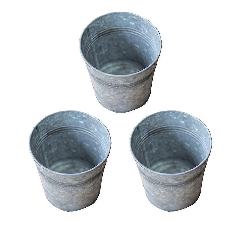 Retro Silver Iron Planters with for Storage and Decor 3 Pcs