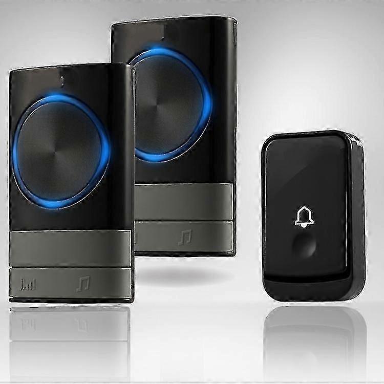 Trådløs dørklokke, vandtæt dørklokke elektronisk kime kit med 2 plug-in modtagere