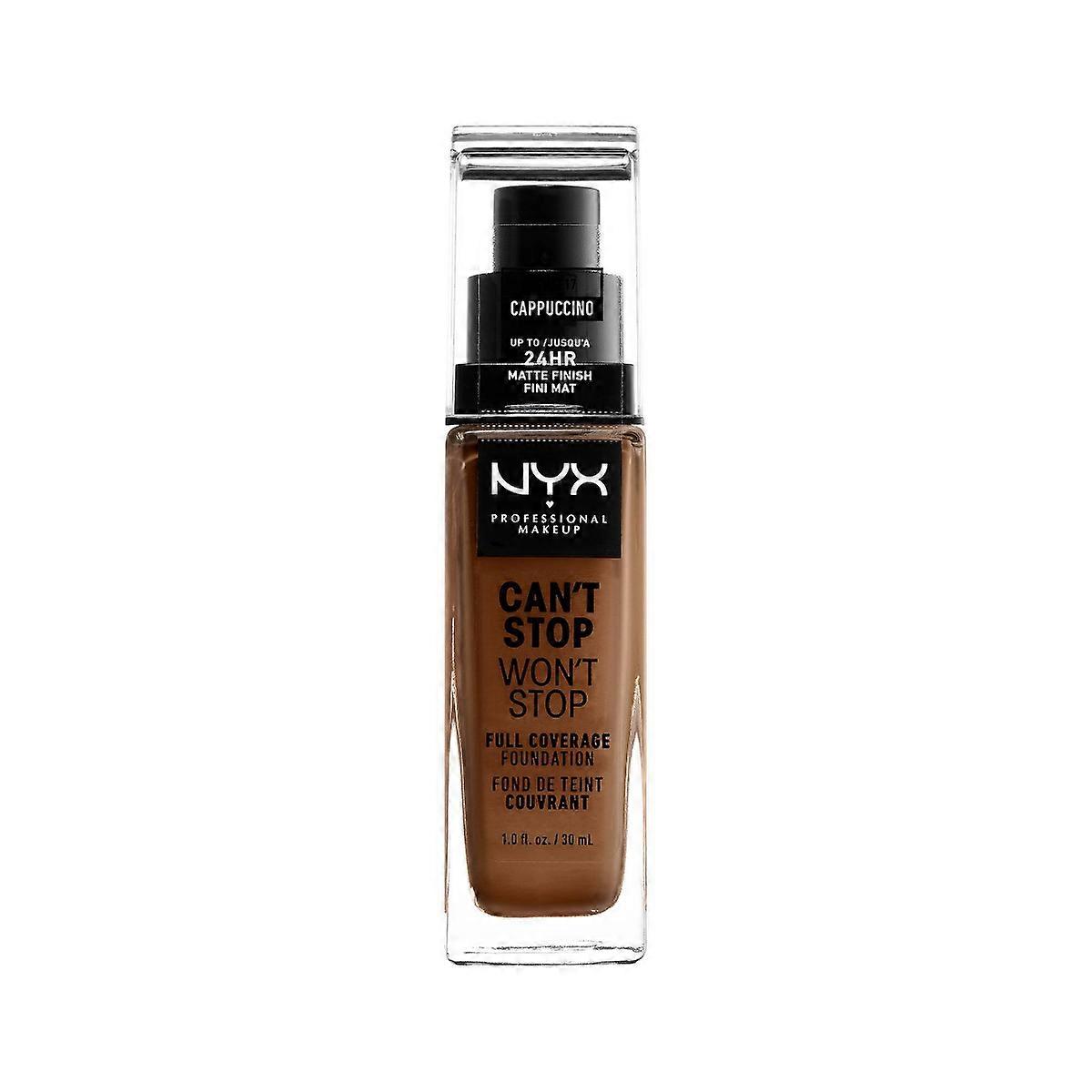 Nyx Professional Makeup Can't Stop Won't Stop 24hr Full Coverage Matte Finish Foundation, 17 Cappuccino - 1 Fl Oz