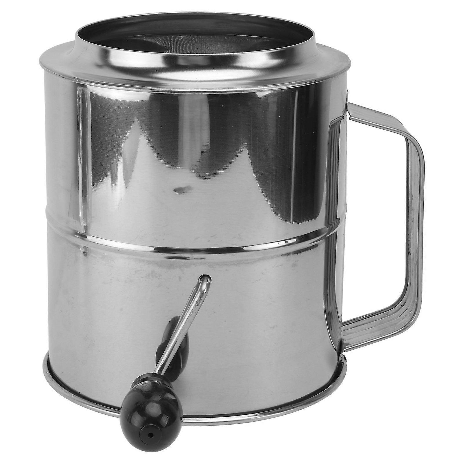 Manual Flour Sifter Stainless Steel Filtering Professional Cooks 16x16x18cm 1Set