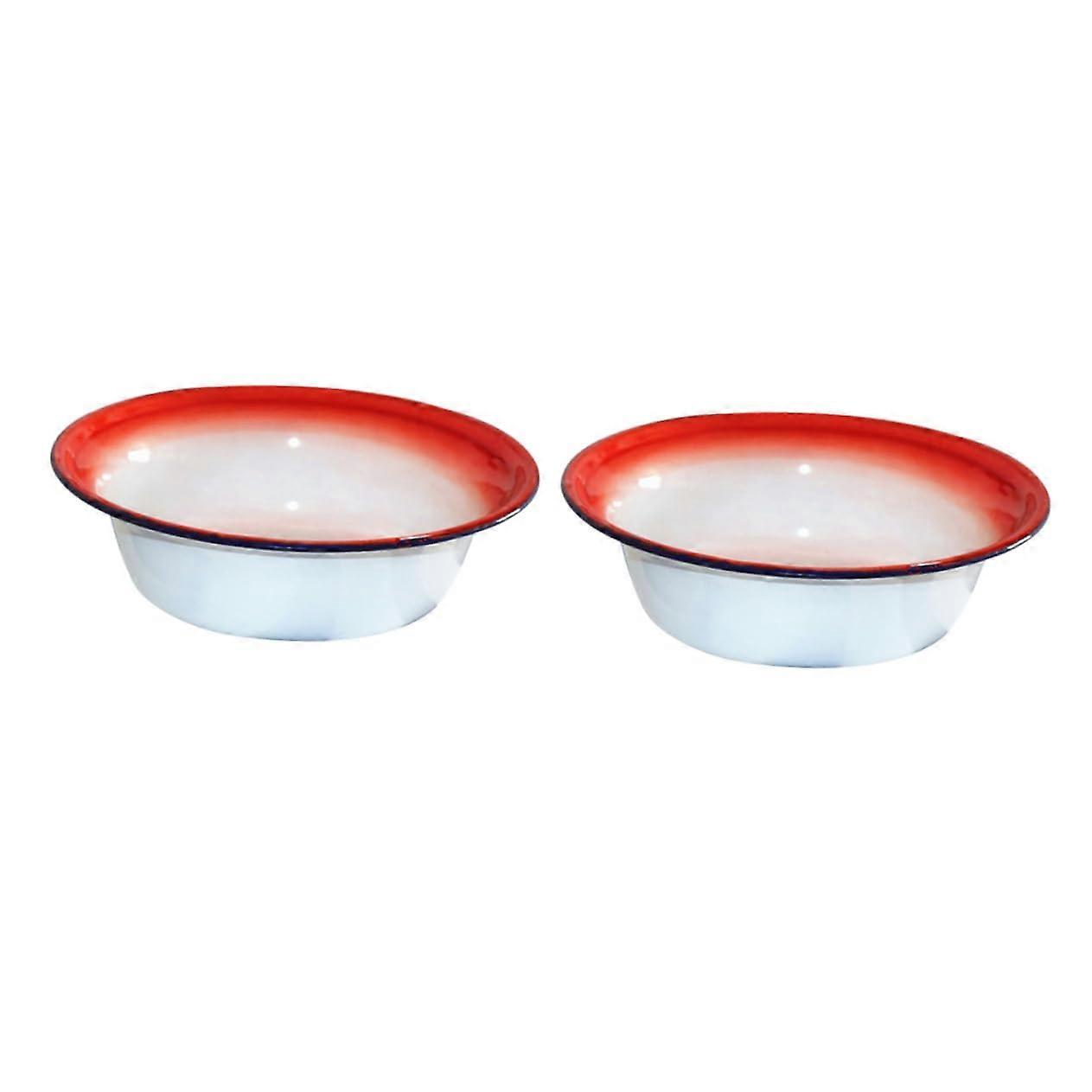 Set of 2 Enamel Bowls Enamelled Bowls Retro Basin Enamelled Container Old Fashioned Basin Enamelled Bowl Enamelled Tableware Soup Holder Soup Bowl