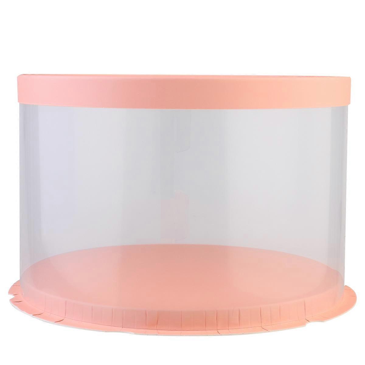 Round Plastic Boxes for Wedding Cake Packaging Non-Separable Space 27x27x17CM Pink 1Pack